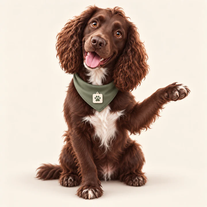 Ralph, PawPlanner’s friendly brown spaniel mascot, offering a helping paw